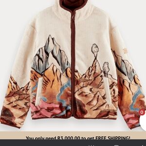 Teddy Fleece Scotch and Soda Mens XL winter jacket mountain print